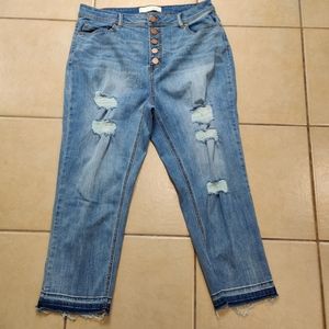 Est. 1946 Distressed High Rise Jeans W/Raw Hems